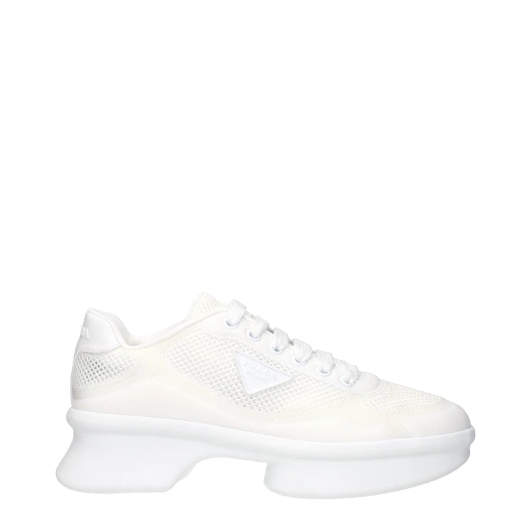 Prada White Fabric Low Top Sneakers - Women