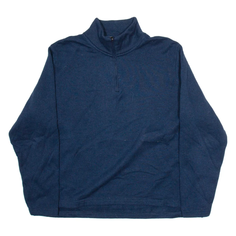 WRANGLER Mens Jumper Blue 1/4 Zip Tight Knit L