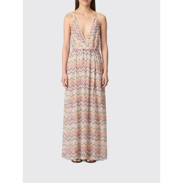 Long Jersey Dress with Iconic Multicolor Zig-Zag Pattern (MS26SQ22BR015GSMSOK)