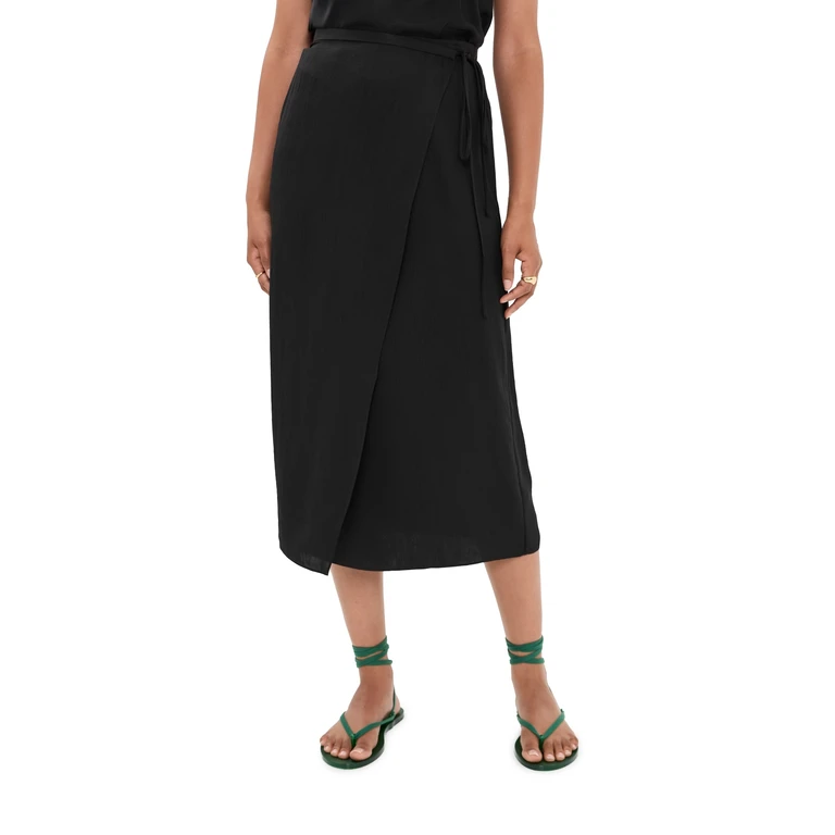 Summer Slip Wrap Skirt Black 4