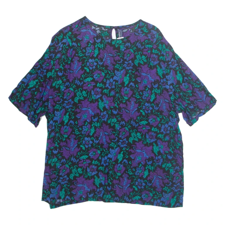 Womens Printed Top Black Floral L