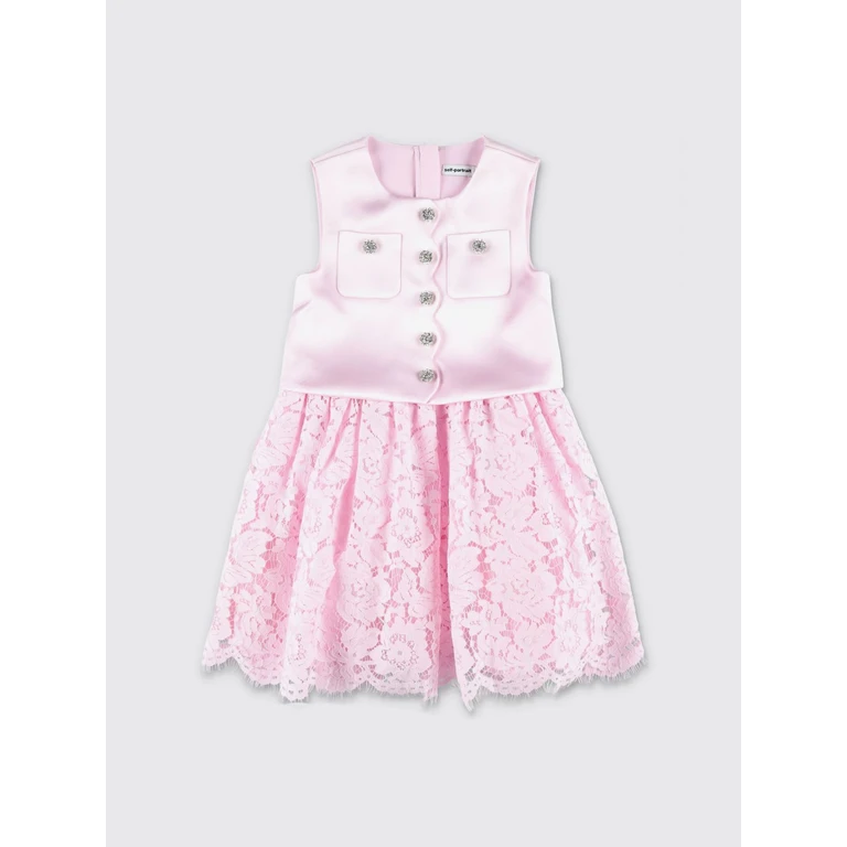 Girl's Off-the-Shoulder Satin and Lace Dress (SS26733SP)