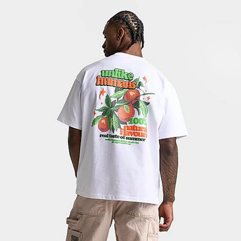 Unlike Humans Men's Tangerine Graphic T-Shirt in White Size: Small