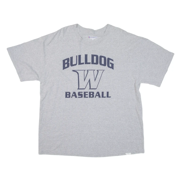 CHAMPION Bulldog Baseball Mens T-Shirt Grey USA XL