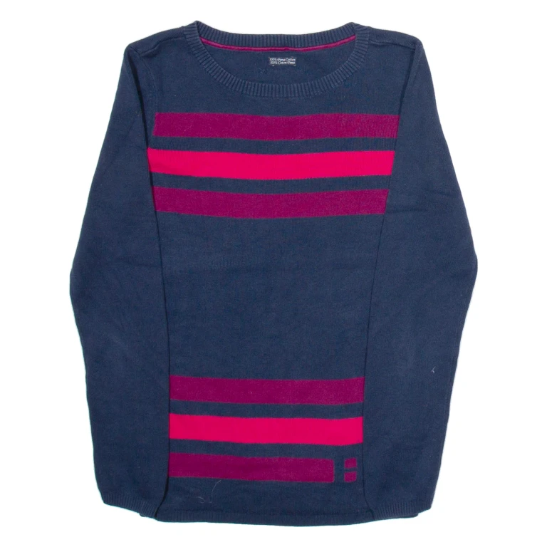 TOMMY HILFIGER Womens Jumper Blue Striped Tight Knit S