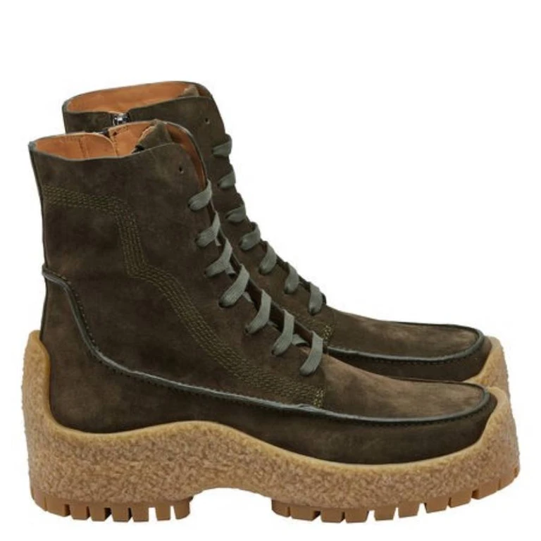 Ferragamo Rugged Platform Lace-Up Boots , Size 9 EE