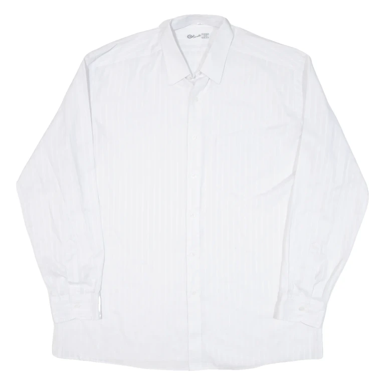 Mens Shirt White Striped Long Sleeve XL