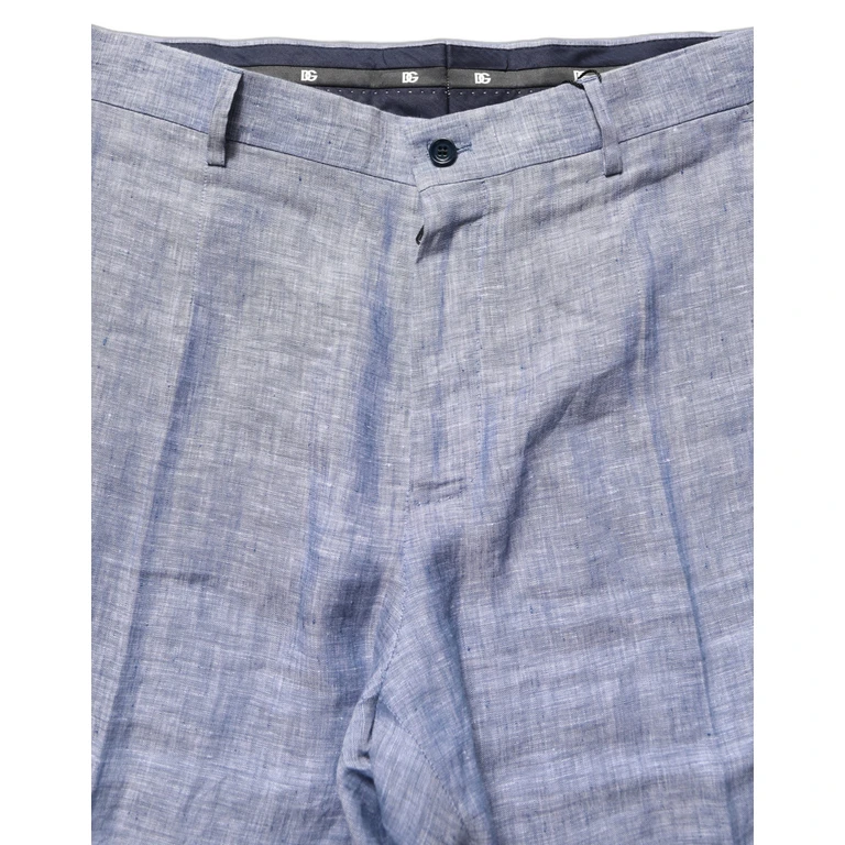 Light Blue Linen Straight Dress Trouser Pants - Men