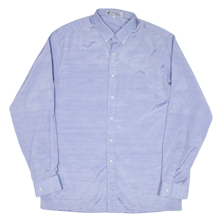 BARON'S FASHION Mens Plain Shirt Blue Long Sleeve XL