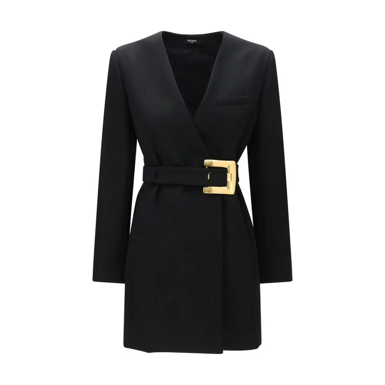 Balmain Black Wool Oves Aries Blazer Clothing - Women
