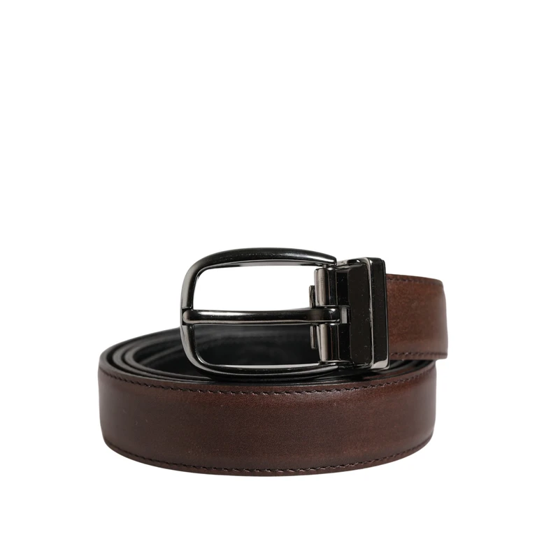 Dolce & Gabbana Men Brown Classic Leather Metal Buckle Belt Calf - Men