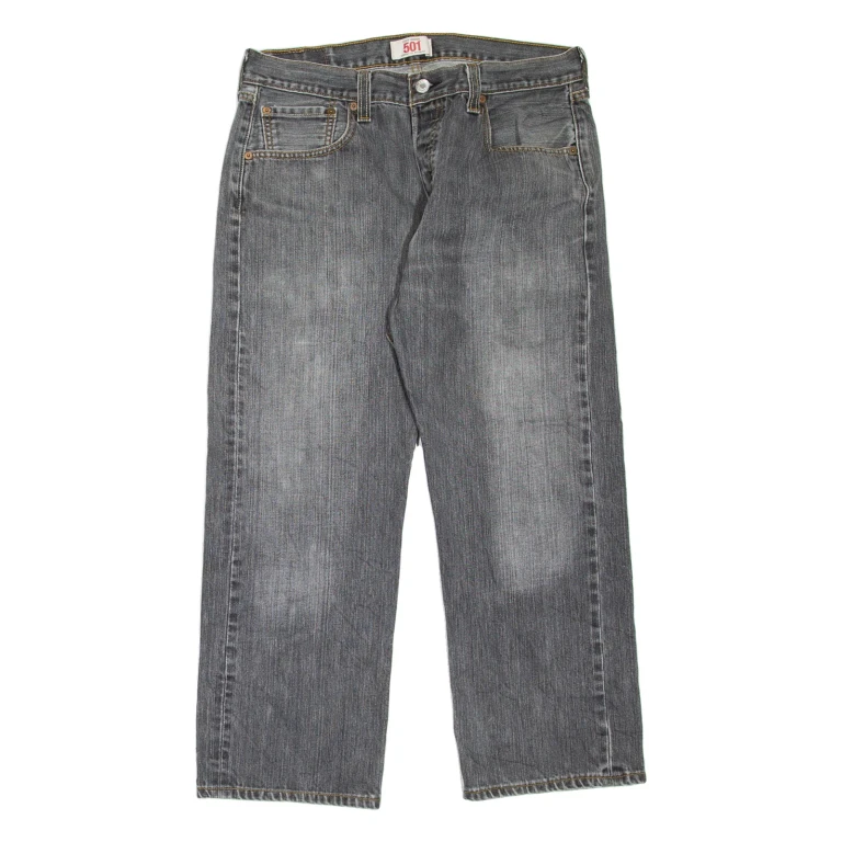 LEVI'S 501 Jeans Mens Grey Regular Straight Stone Wash W34 L25