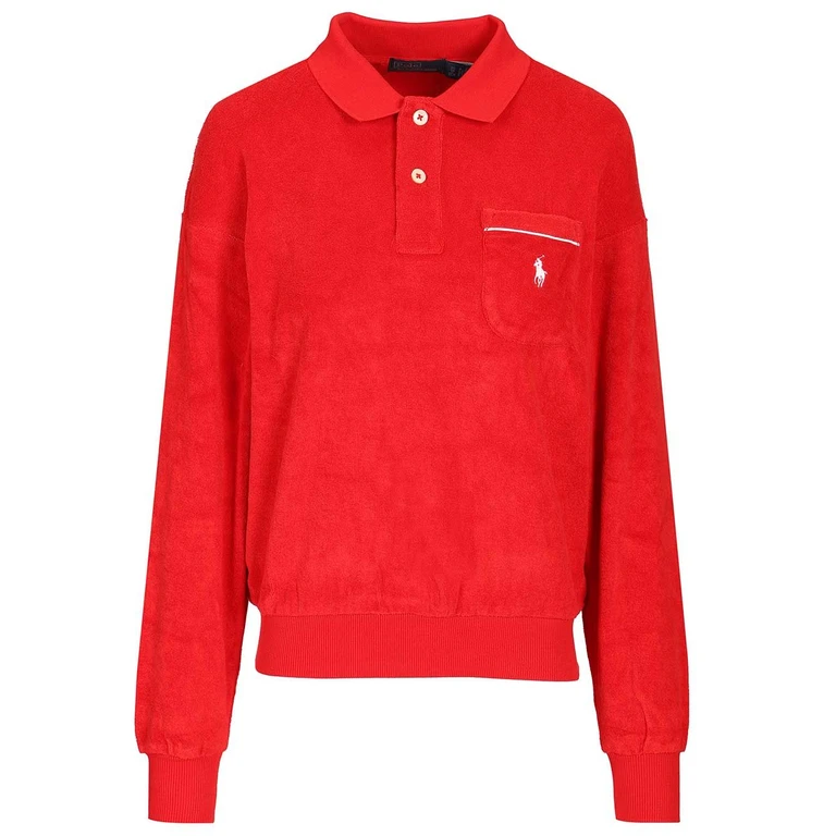 Polo Ralph Lauren Long-Sleeved Polo Shirt Red Cotton Polyester - Women