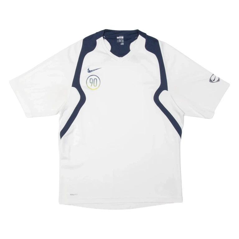 NIKE Mens Football Shirt T-Shirt White V-Neck S