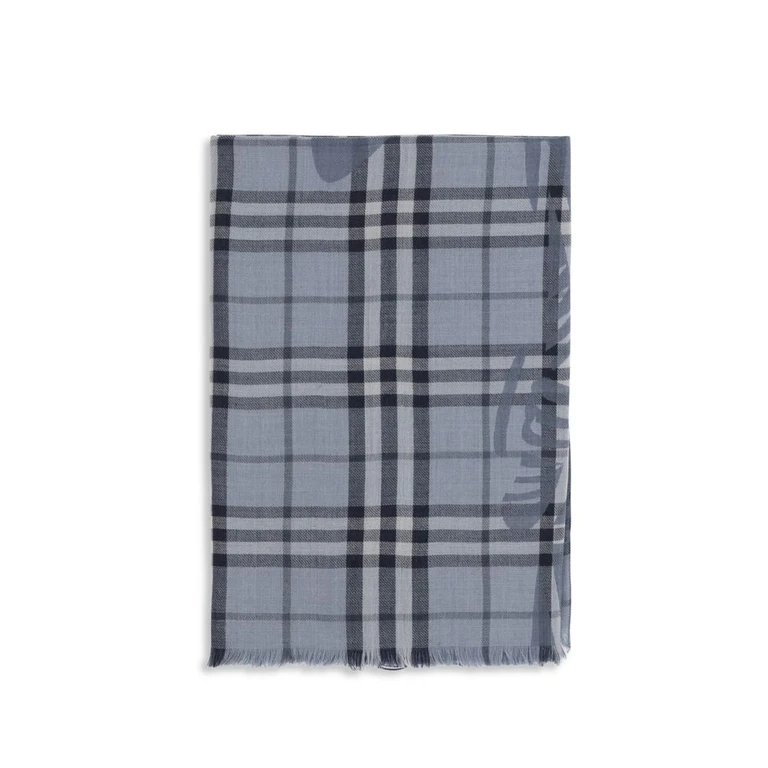 Burberry Blue Wool Oves Aries Foulard Accessory - Women