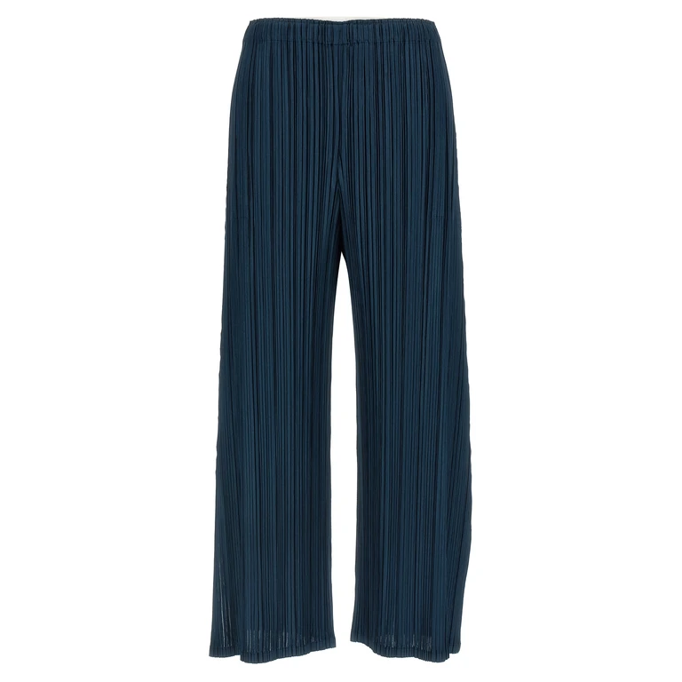 Blue Polyester Casual Pants - Women