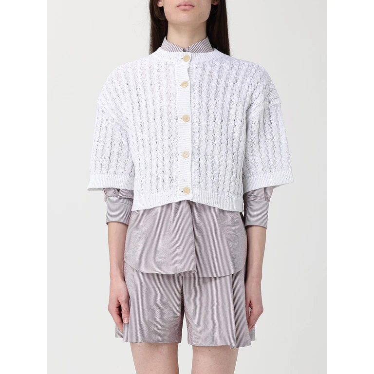 Linen Cardigan with Intrecciato Knit and Sequins (MCO559706C159)