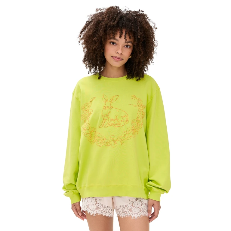 Coniglio Palm Beach Embroidered Bunny Pullover Lime One Size