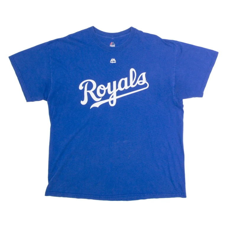 MAJESTIC Kansas City Royals Mens T-Shirt Blue USA Crew Neck XL