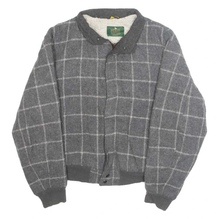 BOUNDARY WATERS Mens Lumberjack Jacket Grey Wool Check M