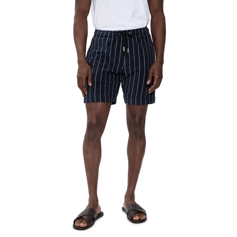 Trevone Stripe Towelling Shorts 8 Night Iris/White Sand S