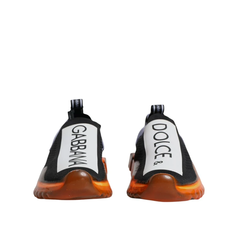 Dolce & Gabbana Black Orange Sorrento Slip On Sneakers Shoes - Men