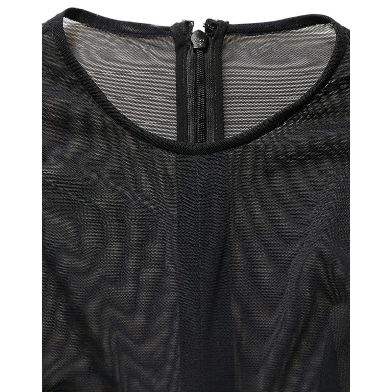 Dolce & Gabbana Black Long Sleeve Sheer Fitted Maxi Dress Nylon Elastane - Women