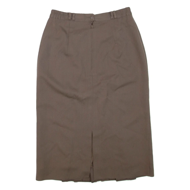 Womens Pencil Skirt Brown Knee Length Wool S