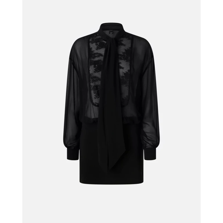 Pinko - Mini-robe chemise en dentelle transparente - 38