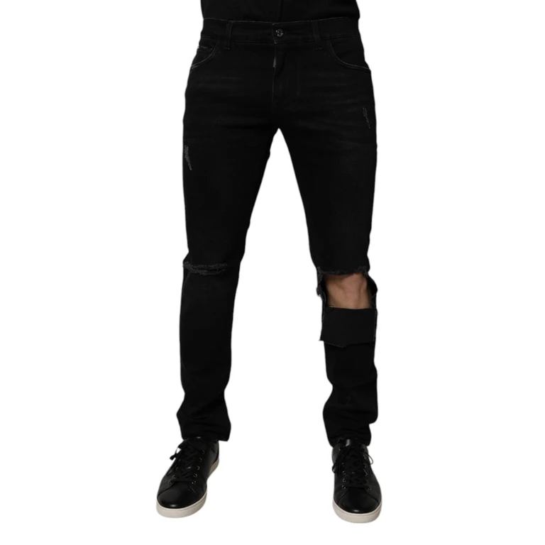 Dolce & Gabbana Black Ripped Cotton Skinny Men Denim Jeans Elastane Clothing - Men