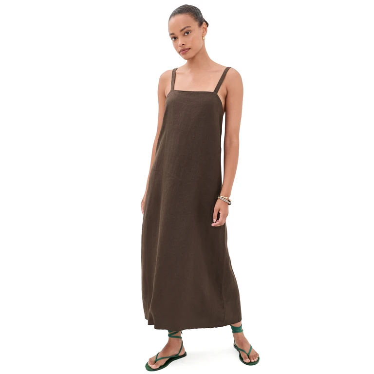 Maria Linen Dress Roasted Bean L