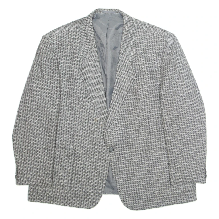 Mens Blazer Jacket Grey Crazy Pattern L