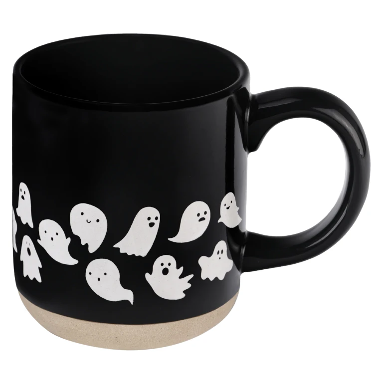 Ghosts 14 oz Black Stoneware Coffee Mug