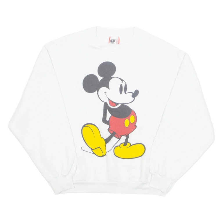 DISNEY Mickey Womens Sweatshirt White 90s USA L