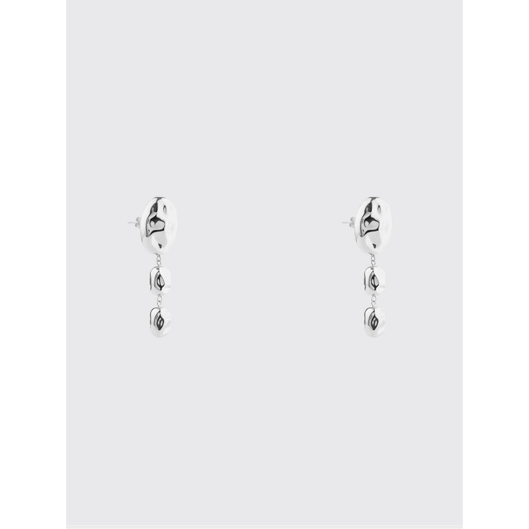 Stone Oval Dangle Earrings in Chrome-Plated Bronze (FT26EA20SILVER)