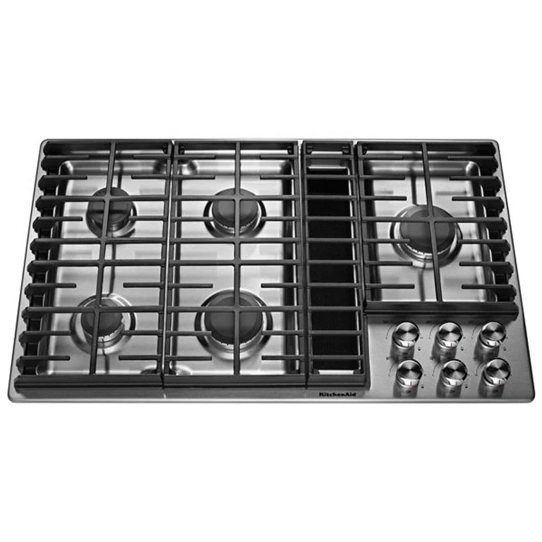 36" 5 Burner Gas Downdraft Cooktop in Steel