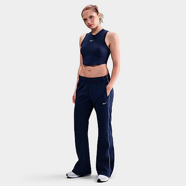 Nike Women's Sportswear Essential Ribbed Cropped Tank Top in Midnight Navy/Sail Size: XS