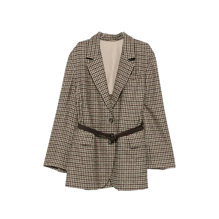 Brunello Cucinelli Check-pattern Belted Blazer