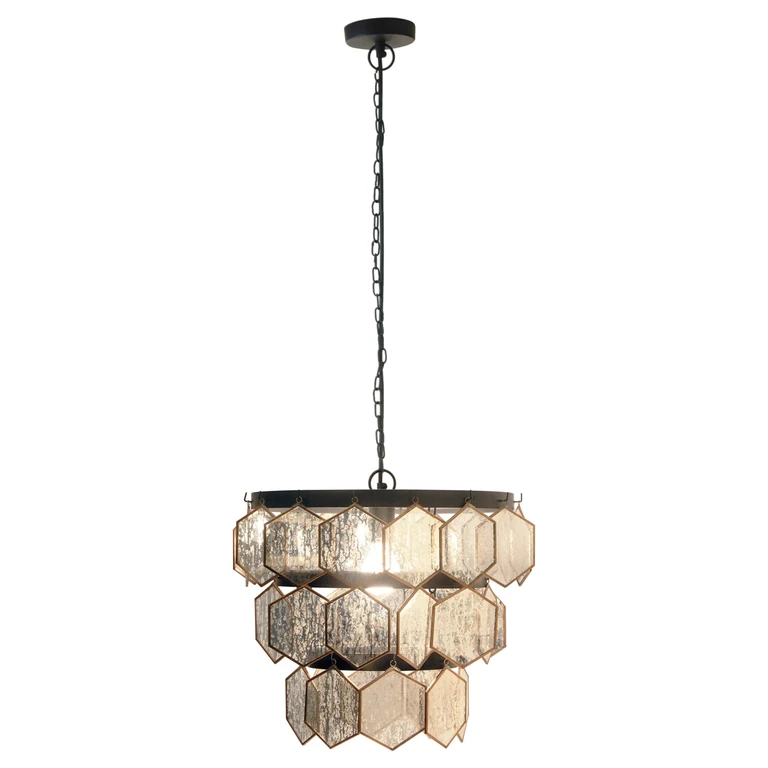 Gold and Glass Honeycomb Hanging Lamp
