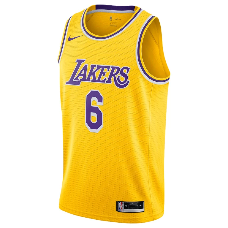 Men's Los Angeles Lakers Lebron James Gold #6 Icon Swingman Jersey