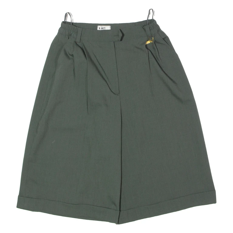 LADY LINE Pleated Womens Casual Shorts Green Slim 90s XS W26