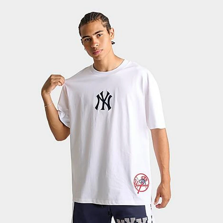 Pro Standard Men's New York Yankees MLB Wingspan T-Shirt in White/Midnight Navy Size: Small