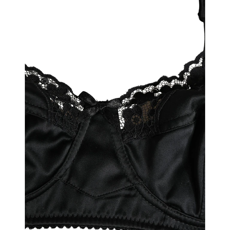 Dolce & Gabbana Black Semi-Pad Underwire Balconette Bra Underwear Elastane Silk Clothing - Women