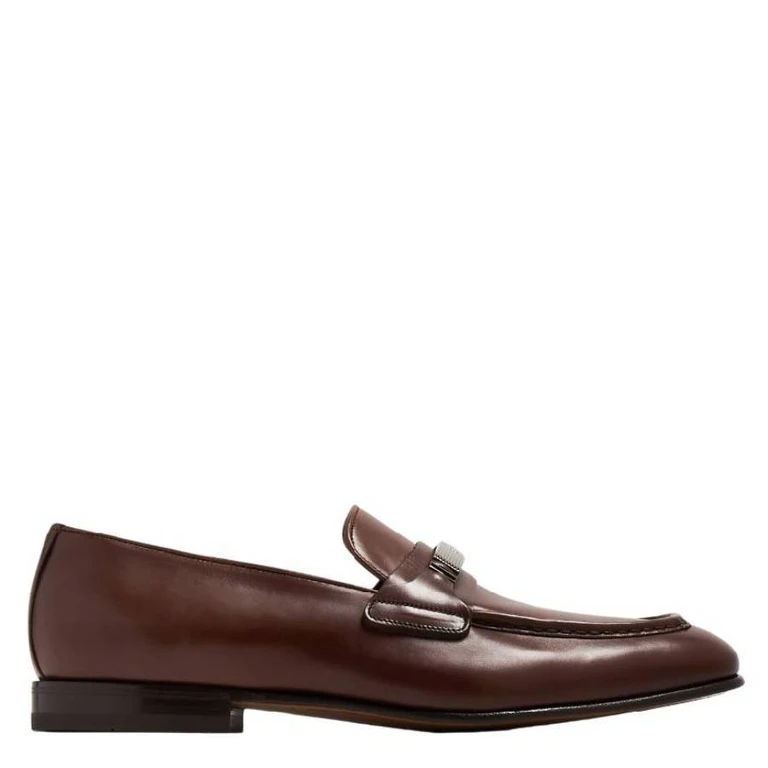 Ferragamo Metal Ornament Leather Moccasin, Size 9 E (022419 768318)