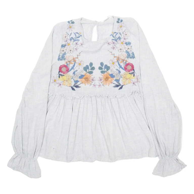 ZARA Womens Printed Blouse Black Long Sleeve Floral S