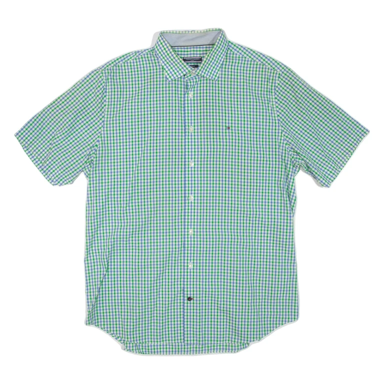 TOMMY HILFIGER Fitted Mens Shirt Green Check L