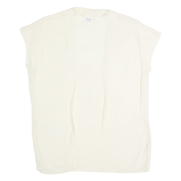 SCHILD Womens Oversized Blouse Cream 90s Silk S