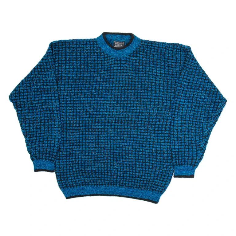 WILLOW BAY Mens Patterned Jumper Blue Check Tight Knit XL