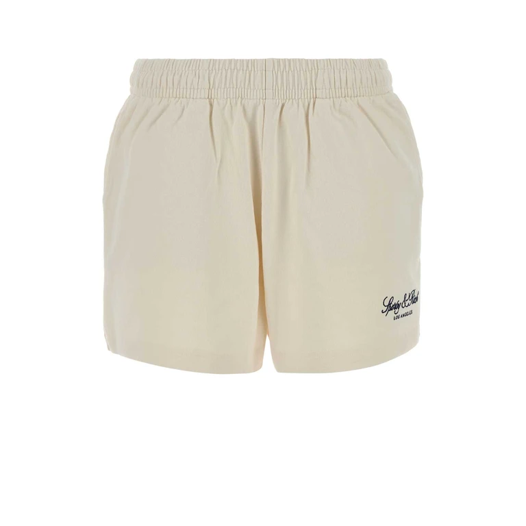 Sporty & Rich Ivory Cotton Shorts Ecru Exterior - Women