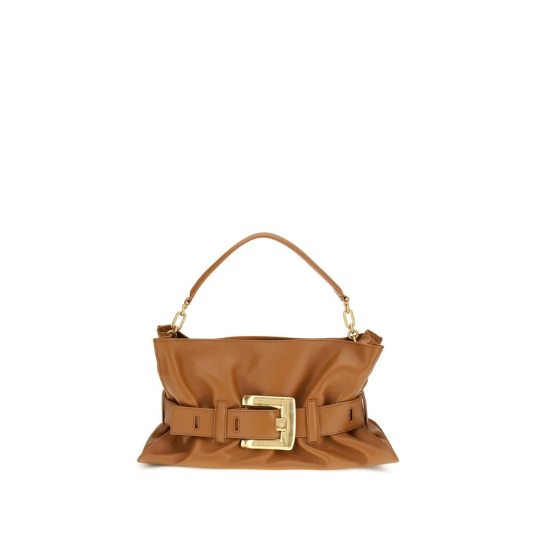 Balmain Brown Calf Leather Bos Taurus Shoulder Bag - Women